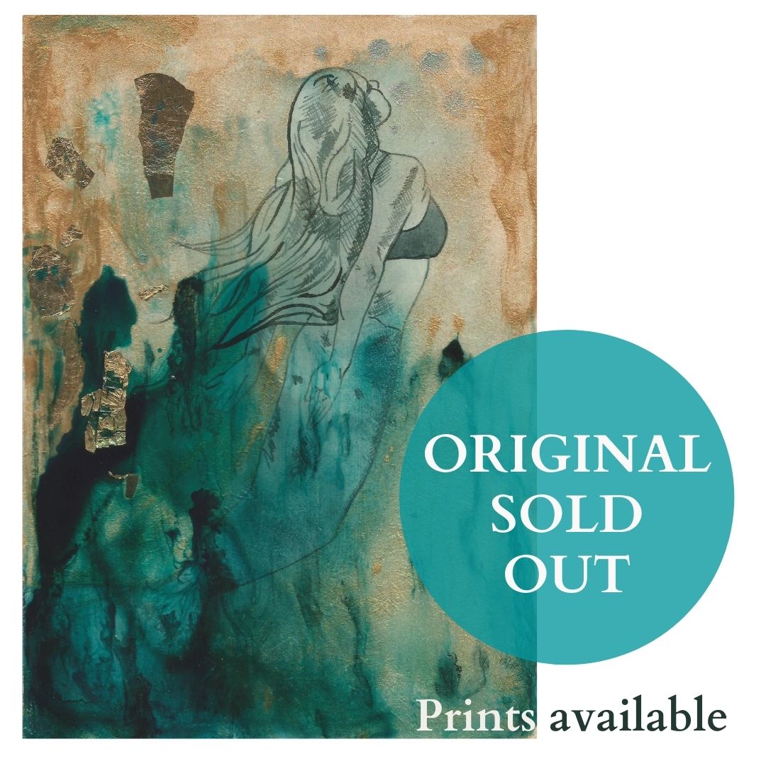 Print, Ritual Hand Embellished with gold leaf (A4)