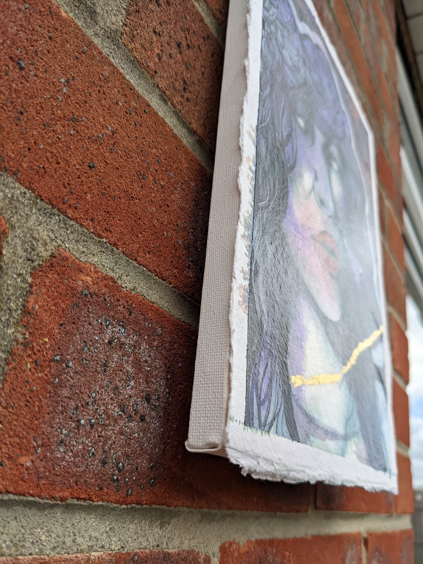 the Morrigan, magpie art, original painting by british female artist Dianne Bowell from Middlesbrough. Feminine ethereal painitng. purple and gold wall art