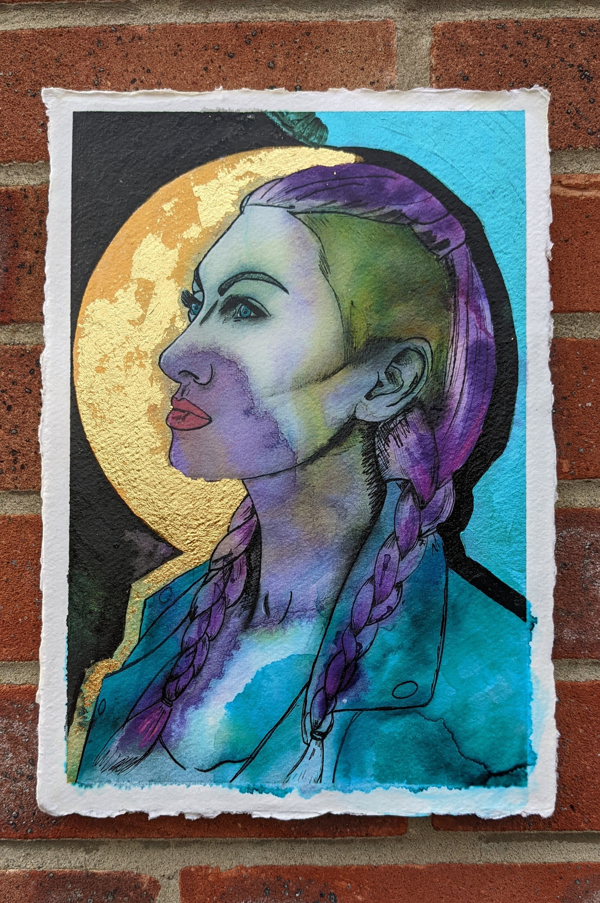 Macha, An original painting by Middlesbrough artist Dianne Bowell. Working out of the Gilkes street artist studios in middlesbrougn, in the Northe east of england, teesvalley, teesside.