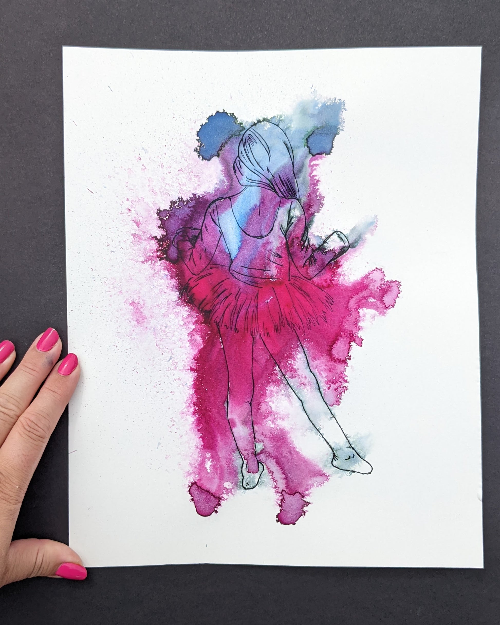 An original bright ink painting by british female artist Dianne Bowell, the Middlesbrough artist is availble for exhibitions, portrait commissions, murals, projects.