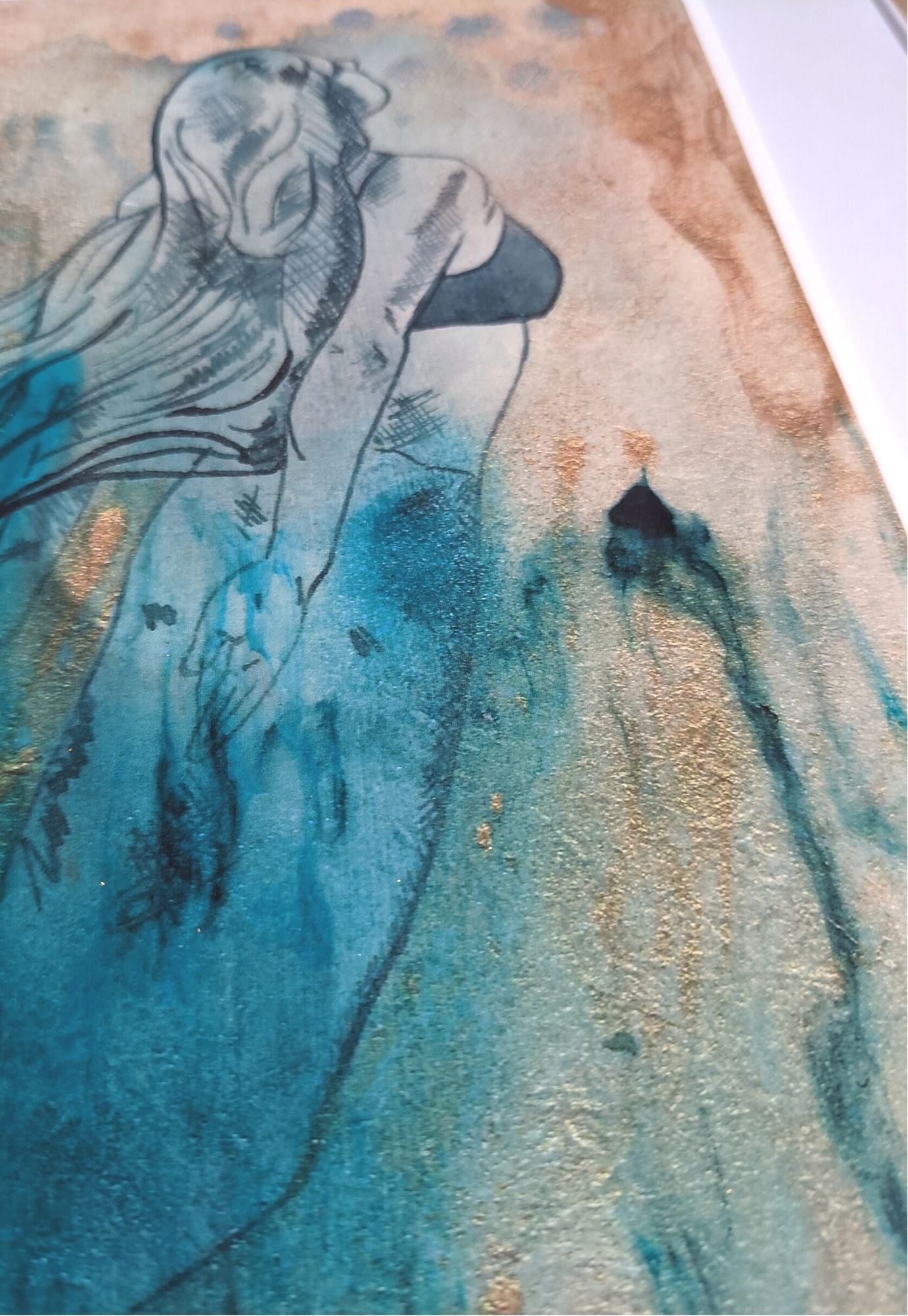 Print, Ritual Hand Embellished with gold leaf (A4)