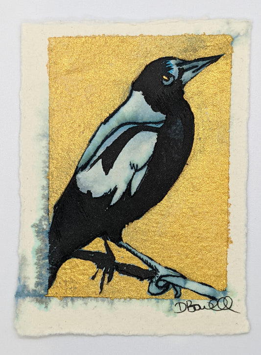 Magpie ACEO, ATC, Artist Trading card
