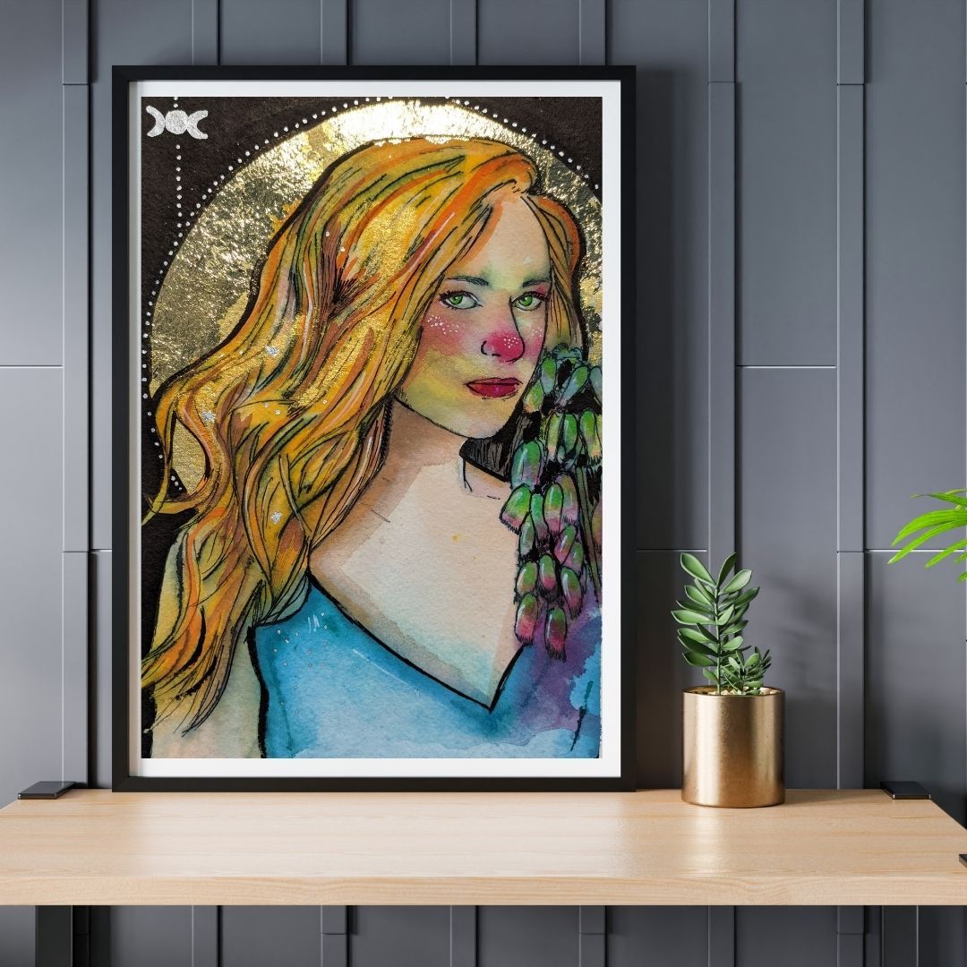 Freya the good witch, by dianne bowell, framed image. giclee print