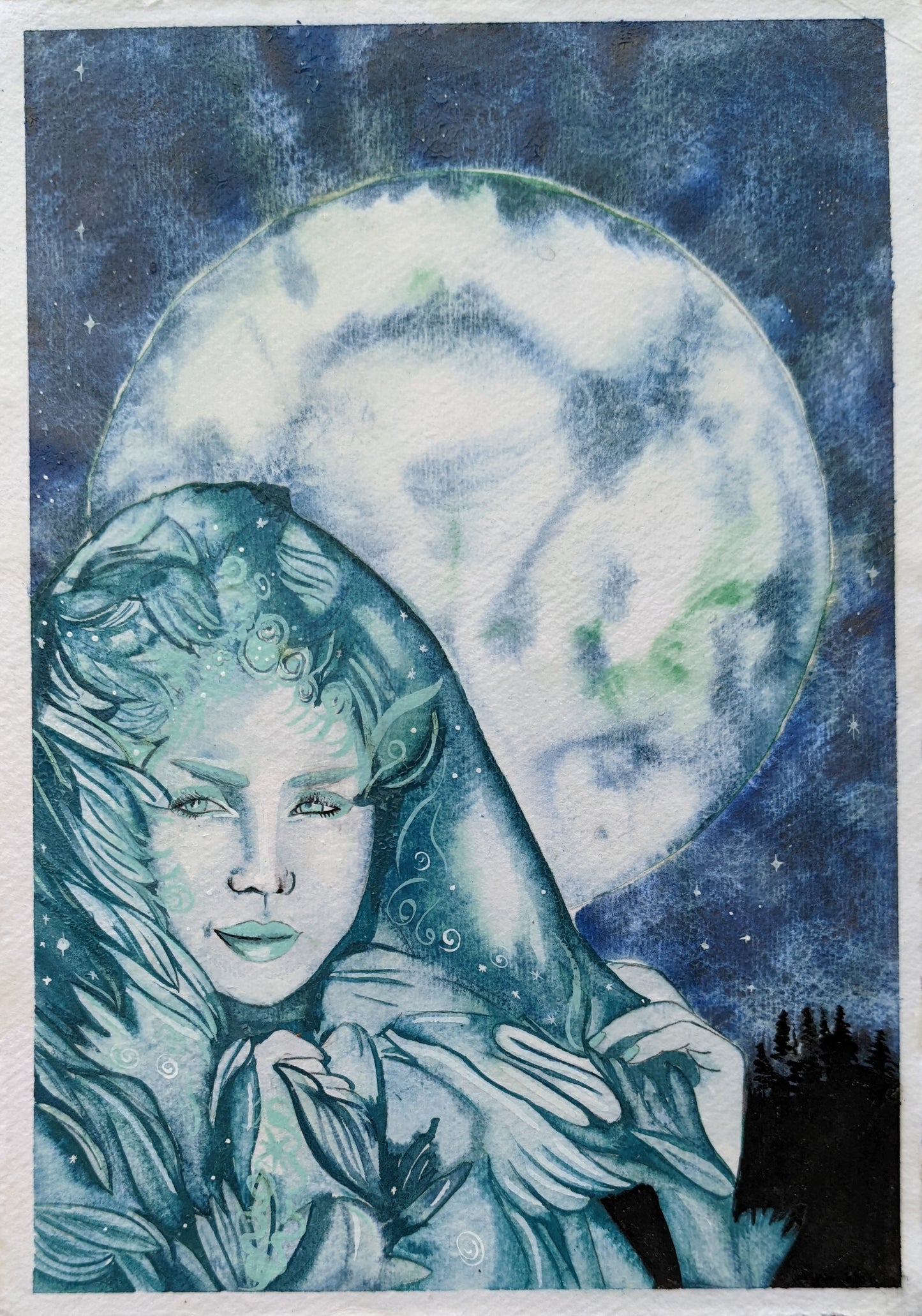 Middlesbrough artist Dianne Bowell offers this stunning, illustrative full moon image.The Snow Queen, an original painting based on the original story by hans christian anderson, and illustrative image with a full moon