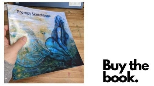 Prompt Sketchbook with Mermaid Cover, (20x20cm)